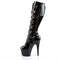 Чоботи Pleaser Adore-2043 на підборах 7 дюймів, чоботи до коліна 2 3/4 дюйма з пряжками, блискавка збоку, чорні