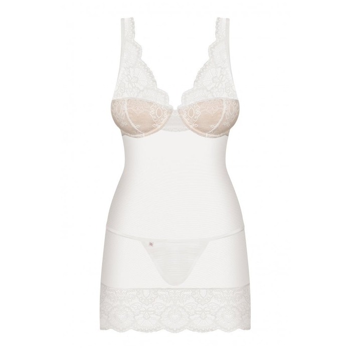 Сорочка эротическая с кружевом Obsessive Сhemise 853-CHE-2 белая