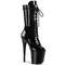 Ботинки Pleaser Flamingo-1051, каблук 8 дюймов, 4-дюймовый PF, шнуровка, до середины голени, боковая молния, чёрные