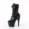 Чоботи Pleaser Adore-1046 на підборах 7 дюймів, черевики на шнурівці спереду 2 3/4 дюйма з PF, блискавка збоку, чорна голограма