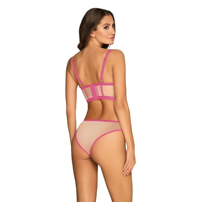 Комплект Obsessive Nudelia top & panties pink S/M