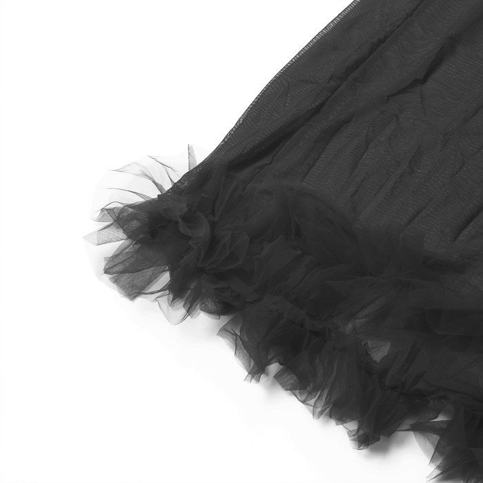 Халат Star Night з мереживом та поясом, чорний, XS-S