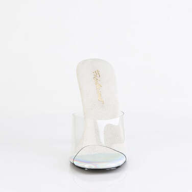 Шльопанці Gala-01DML на підборах 4 1/2 дюйма з великим (4 мм) RS, прозорі/сріблясті AB RS