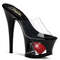 Шльопанці Pleaser Moon-701HRS, каблук 7 дюймів, виріз 2 3/4 дюйма, шльопанці з PF, прозорі/червоні