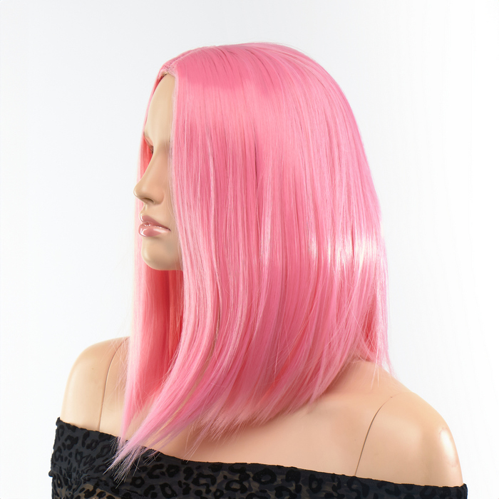 Перука боб каре рожевий, 30 см