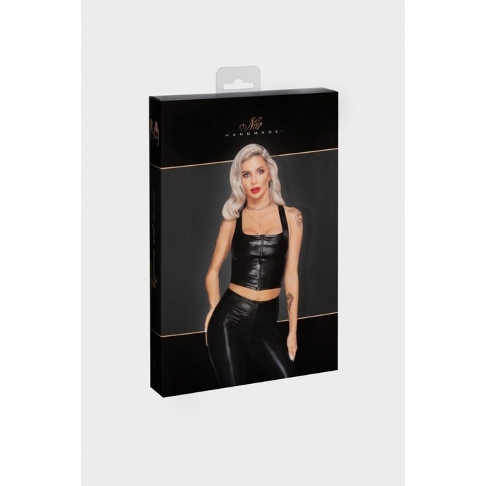 Топ эротичный виниловый со змеиным тиснением S F275 Noir Handmade, черный