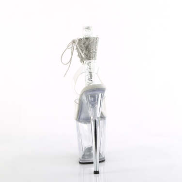 Босоножки Flamingo-891-2RS, каблук 8 дюймов, манжета на щиколотке 4 дюйма, украшенная стразами, прозрачные