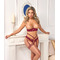 Комплект Abierta Fina лиф с открытыми чашками и трусики со стрепами, красный, S
