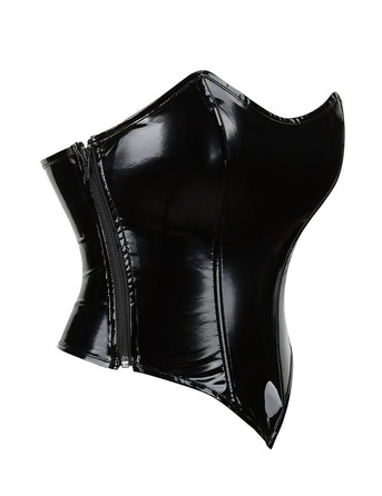 Корсет-топ Star Night з блискавкою та шнурівкою, трусики в комплекті, чорний, M (без коробки)