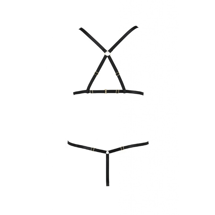 Комплект белья со стреп-лентами и открытым доступом S/M ARMANDA SET black S/M - Passion