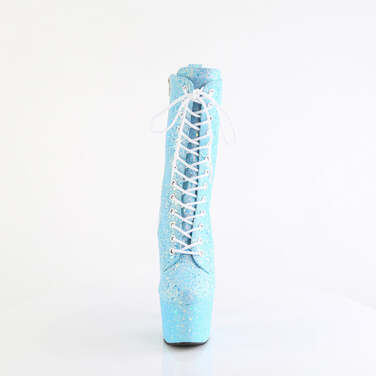Ботильоны Adore-1040-IG *Каблук 7 дюймов, высота 2 3/4 дюйма, голографическая отделка, шнуровка, блестки, молния сбоку, синие