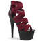 Босоножки Pleaser Adore-748SP, каблук 7 дюймов, высота 2 3/4 дюйма, закрытый задник, перекрещивающиеся носки, молния сзади, красные/черные