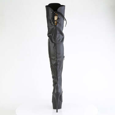 Сапоги Delight-3022, каблук 15 см, высота ботинок 3,5 см, шнуровка, молния 1/2 дюйма, чёрная искусственная кожа