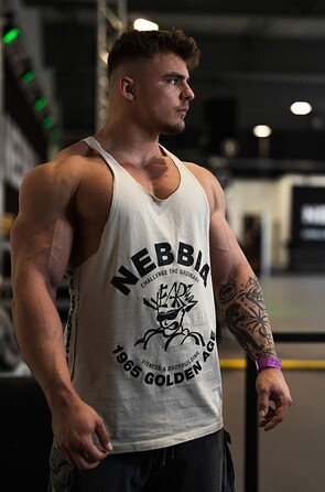 Майка Nebbia Washed Muscle Back Stringer GOLDEN AGE Light Grey 791