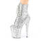 Ботинки Pleaser Flamingo-1020GWR *Каблук 8 дюймов, 4-дюймовая шнуровка, блестящие ботильоны, молния сбоку, серебристые