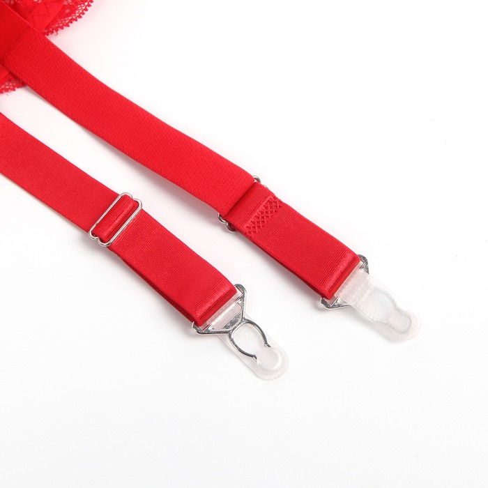 Кружевной пояс для чулок StarNight красный, XS-S