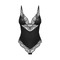 Боді Obsessive Lobellis мереживне, чорне, XS-S