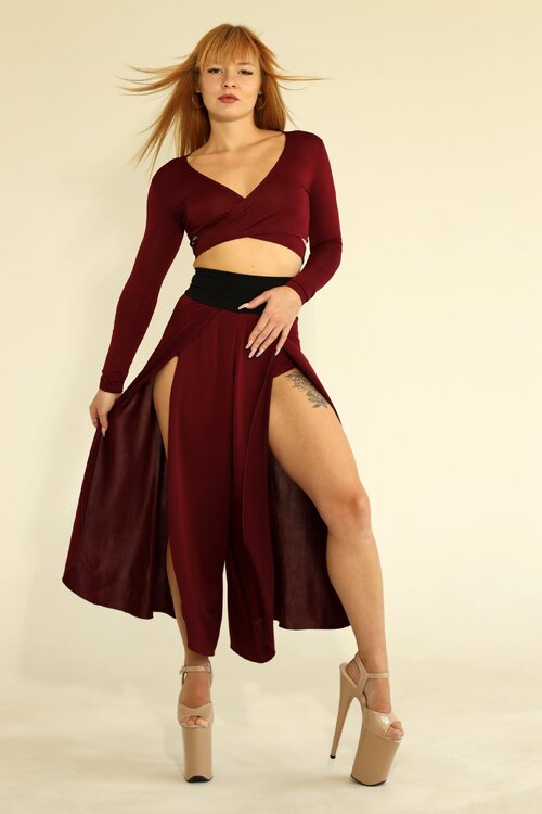 FLY CULOTTES — Повітряні Кюлоти Для Pole Dance, Contemporary Та Сценічних Виступів - бордовий