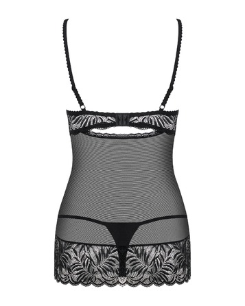 Бебідол з ажурним ліфом і шнурівкою Obsessive Contica чорний, S/M