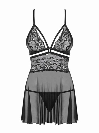 Сорочка Obsessive 838-BAB-1 в комплект входят трусики, черный, S/M