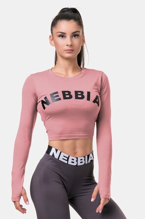 Топ Long Sleeve Thumbhole Sporty Crop Top Old Rose 585 Roze