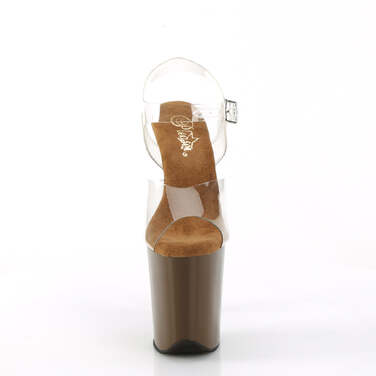 Босоніжки Flamingo-808 на підборах 8 дюймів, босоніжки з ремінцем на щиколотці 4 дюйми, прозорі/коричневі