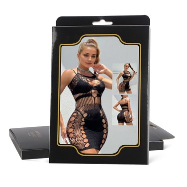 Кружевное платье Star Night с вырезами, чёрное, XS-M