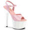 Босоніжки Pleaser Adore-709 на підборах 7 дюймів, босоніжки з ремінцем на щиколотці 2 3/4 дюйма, рожеві/білі
