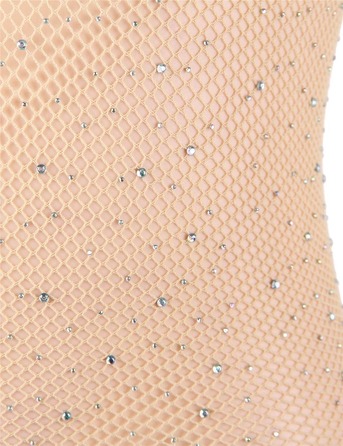 Платье-сетка с открытыми плечами со стразами Star Night бежевое, XS/M