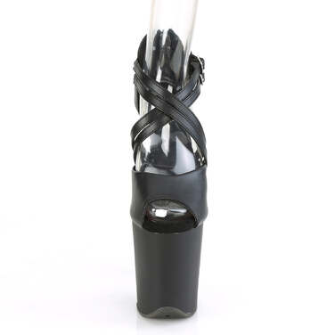 Босоножки Flamingo-865, каблук 8 дюймов, 4-дюймовый PF, открытый носок, закрытый задник, черная веганская кожа/черный