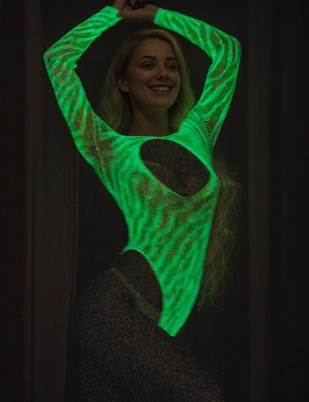 Боди полупрозрачное Star Night светящееся в темноте, белое, XS-M