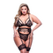 Комплект білизни 3PC STRAPPY BRA, GARTER & PANTY SET BLACK, QUEEN