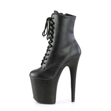 Ботинки Flamingo-1020WR *Каблук 8 дюймов, 4-дюймовый PF-ботинок со шнуровкой спереди, молния сбоку, чёрная искусственная кожа