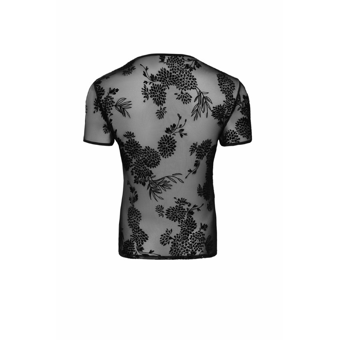 Мужская футболка из сетки с узорами цветов Noir Handmade черная, S