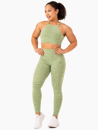 Леггинсы Transform High Waisted Leggings - Jade Green Zebra