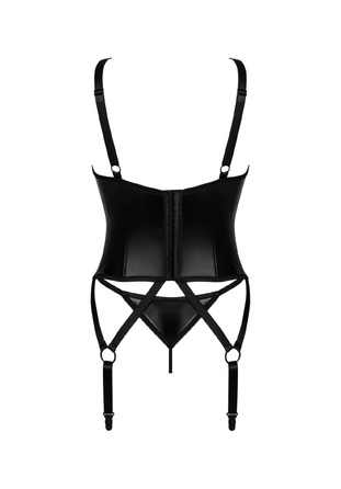Корсет с пажами для чулок XS/S Armares Obsessive, со стрингами, черный