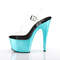 Босоніжки Pleaser Adore-708 на підборах 7 дюймів, з ремінцем на щиколотці 2 3/4 дюйма, прозорий/бірюзовий хром