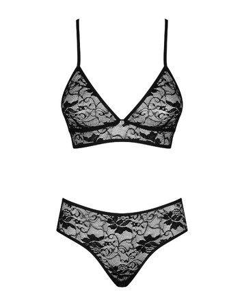 Комплект ажурный Obsessive Kokietta set Black S/M