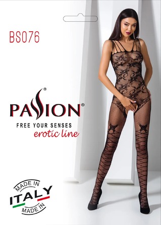 Комбинезон с орнаментом в виде цветов и открытым доступом Passion BS076 black