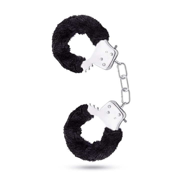 Наручники металлические Blush Temptasia с мехом, черные