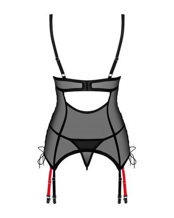 Корсет полупрозрачный XS/S Glandez Obsessive, со стрингами, черный