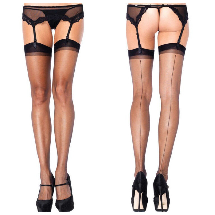 Черные чулки Leg Avenue Ultra Sheer Backseam