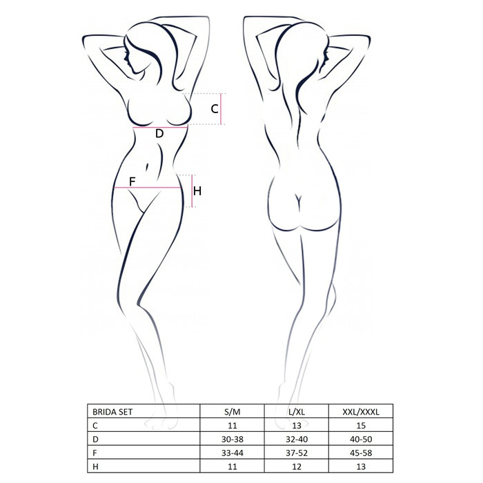 Комплект с открытым бюстом BRIDA SET WITH OPEN BRA black S/M - Passion