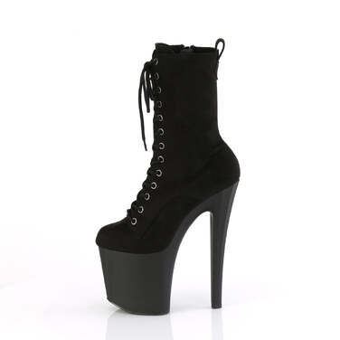 Ботинки Enchant-1040, каблук 8 дюймов, ботильоны на шнуровке 3 3/4 дюйма, боковая молния, чёрная искусственная замша/чёрный