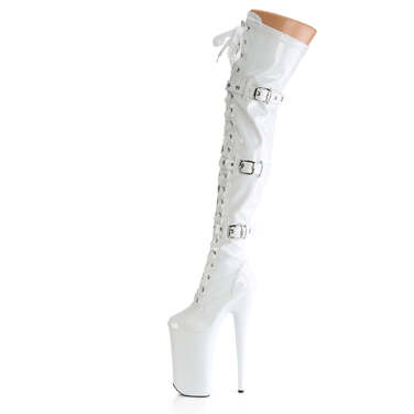 Сапоги Beyond-3028, каблук 10 дюймов, высота 6 1/4 дюйма, ботфорты с пряжкой, шнуровкой, молнией сбоку, белые