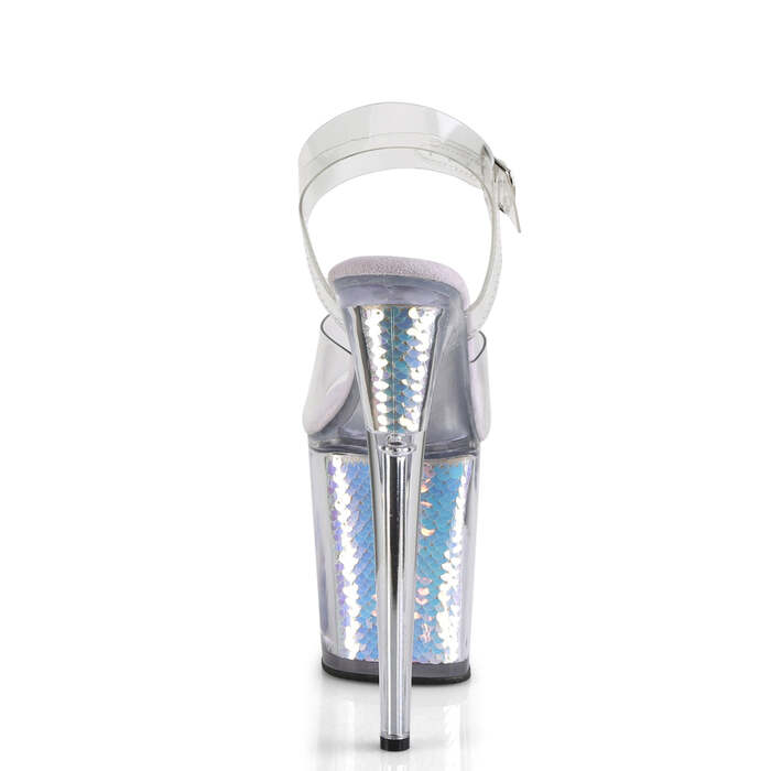 Босоножки Flamingo-808MC. Каблук 8 дюймов, ремешок на щиколотке 4 дюйма. Цвет: прозрачный/розовый.