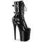 Чоботи Pleaser Flamingo-1043 на підборах 8 дюймів, черевики до щиколотки 4 дюйми зі шнурівкою та багатошаровими пряжками, збоку блискавка, чорні