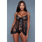 Пеньюар чорний, розмір Emma Polka Dot Mesh Babydoll