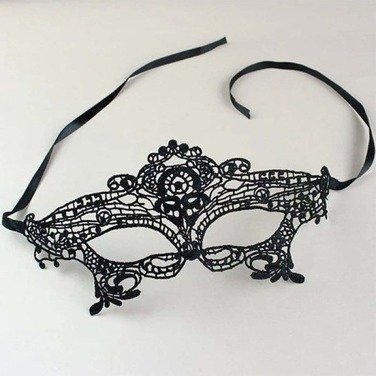 Маска ажурная на атласных завязках, черная