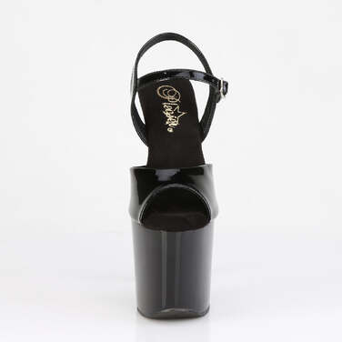 Босоніжки Razzle-809 на підборах 8 дюймів, босоніжки з ремінцем на щиколотці 3 1/2 дюйма, чорні лаковані/чорні